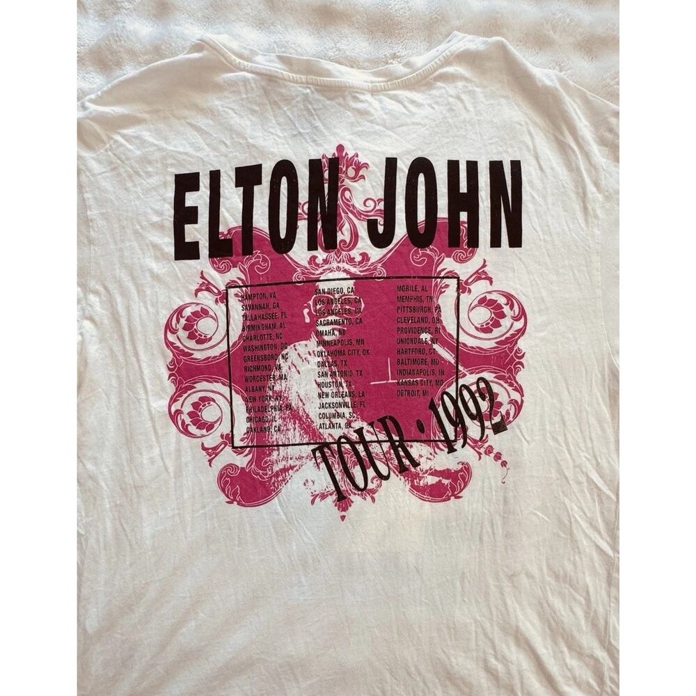 New Daydreamer Elton John Live In Concert 92 Boyfriend Tee Vintage White Size L - Picture 5 of 6